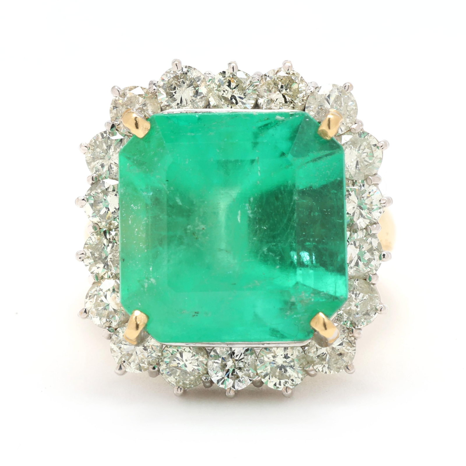 Bi-Color Gold, Emerald, and Diamond Ring (1 of 6)