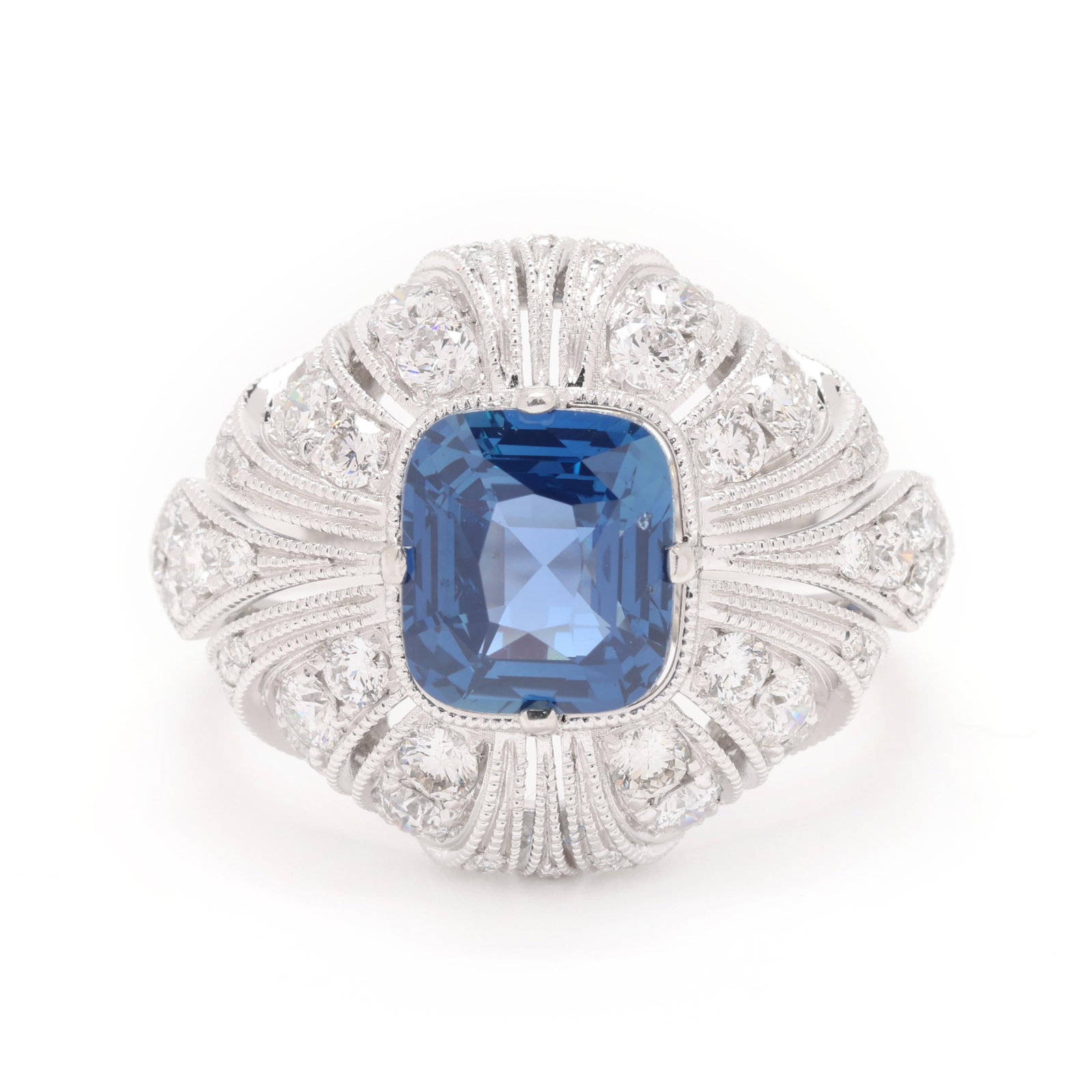 Platinum, Sapphire, and Diamond Ring: Platinum, Sapphire, and Diamond Ring