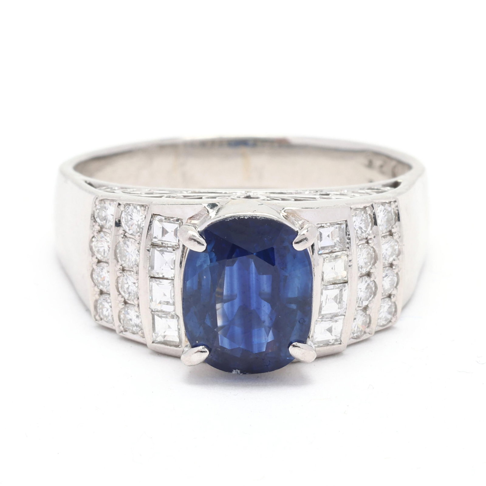 Platinum, Sapphire, and Diamond Ring (1 of 7)