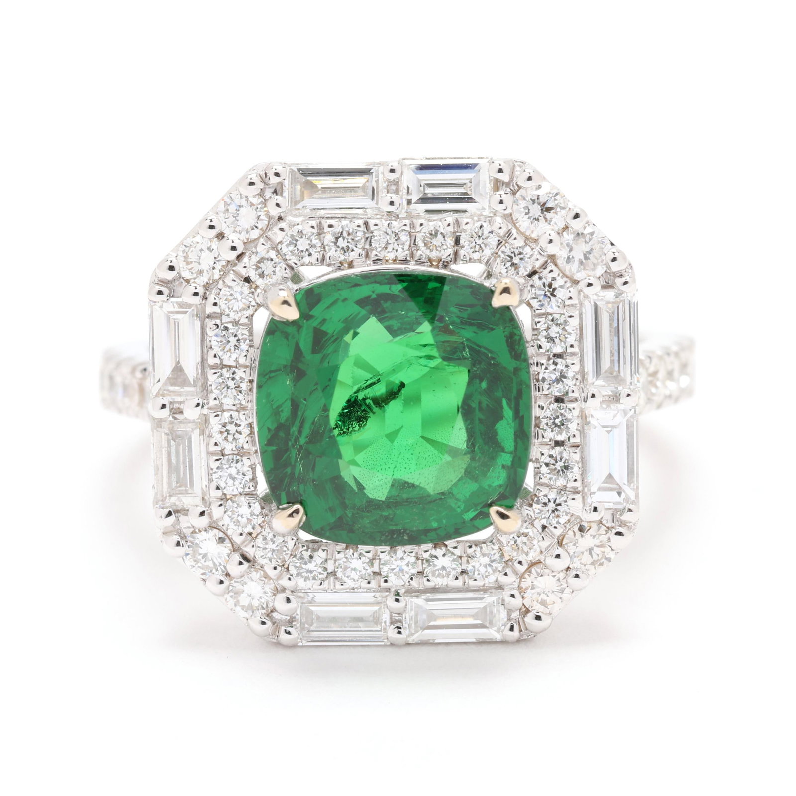 White Gold, Tsavorite Garnet, and Diamond Ring (1 of 7)