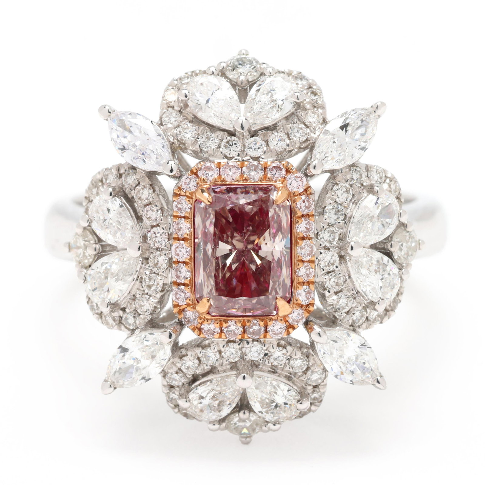 Bi-Color Gold, Pink Diamond, and Diamond Ring (1 of 7)