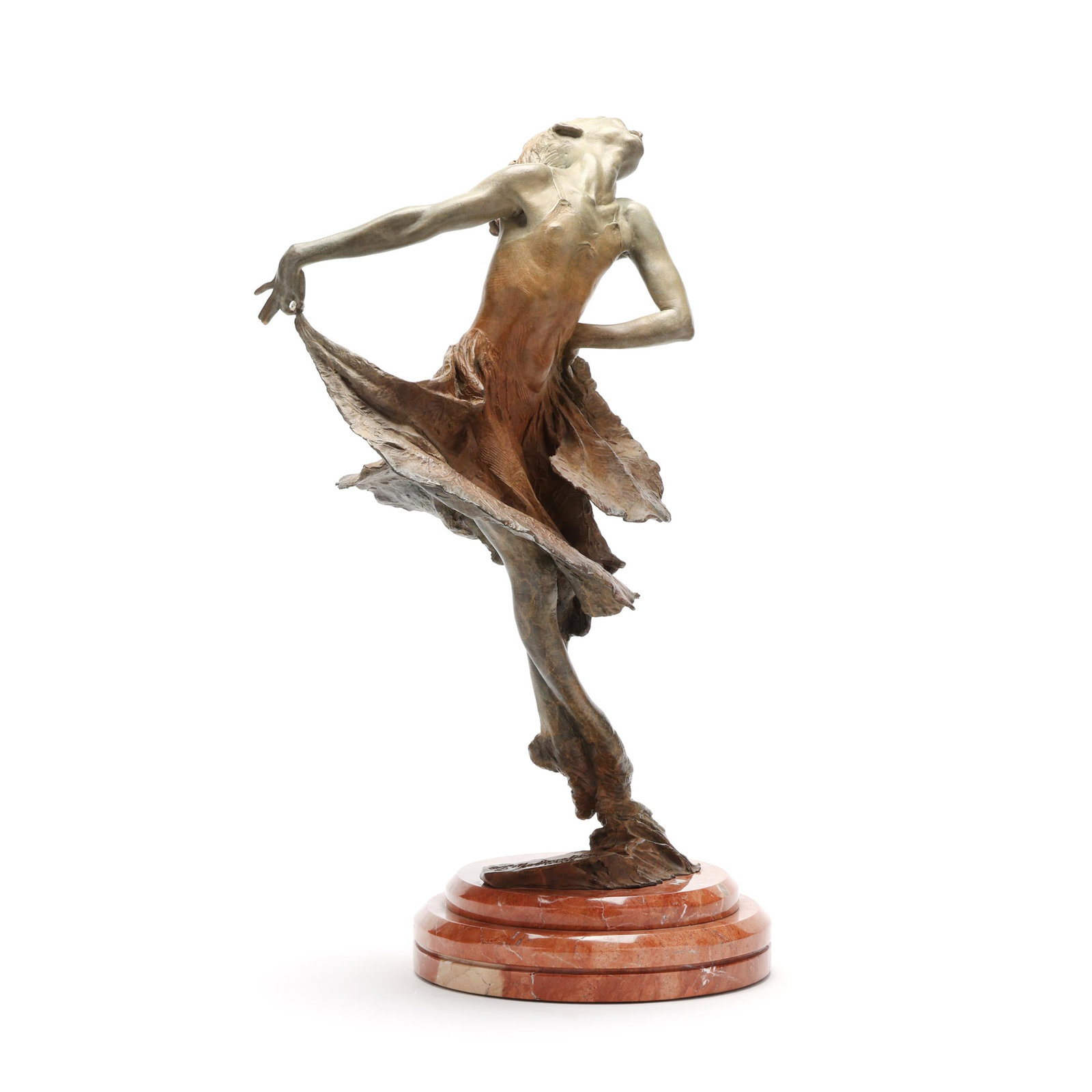 Richard MacDonald (American, b. 1946), Red Dress, Quarter Life: Richard MacDonald (American, b. 1946), Red Dress, Quarter Life circa 1994, bronze with applied patina, edition numbered "133/175," with signature and date to the naturalistic mound, presented upon a t