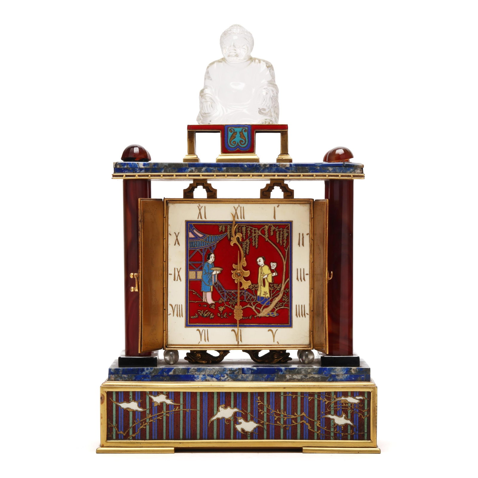 Chelsea Clock Co. and E.F. Caldwell & Co., A Fine and Rare Chinoiserie Gilt Bronze, Enamel, Rock (1 of 11)