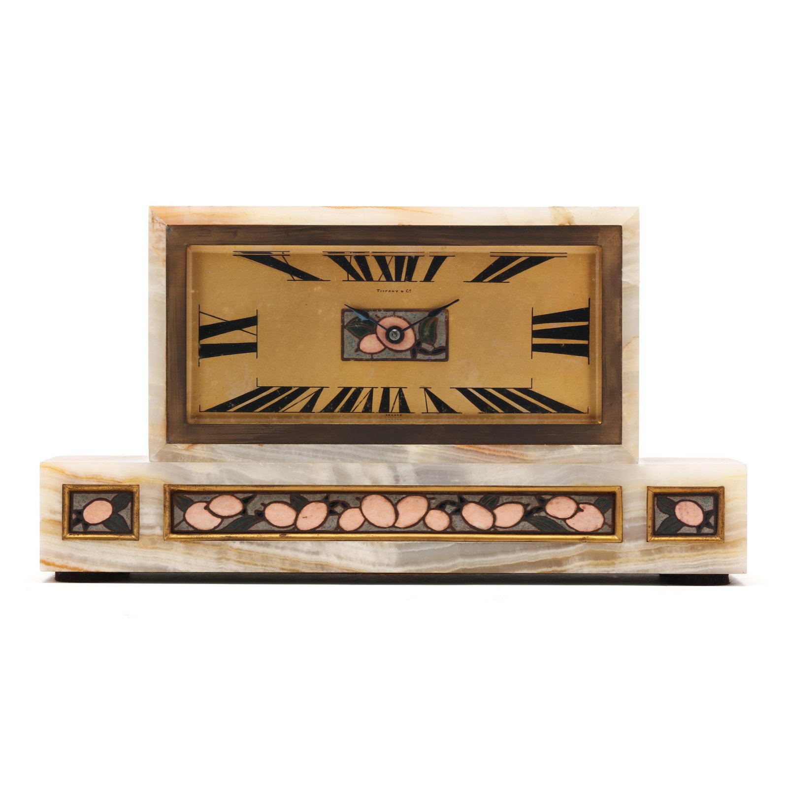 Tiffany & Co., Art Deco Enamel and Onyx Mantel Clock (1 of 8)