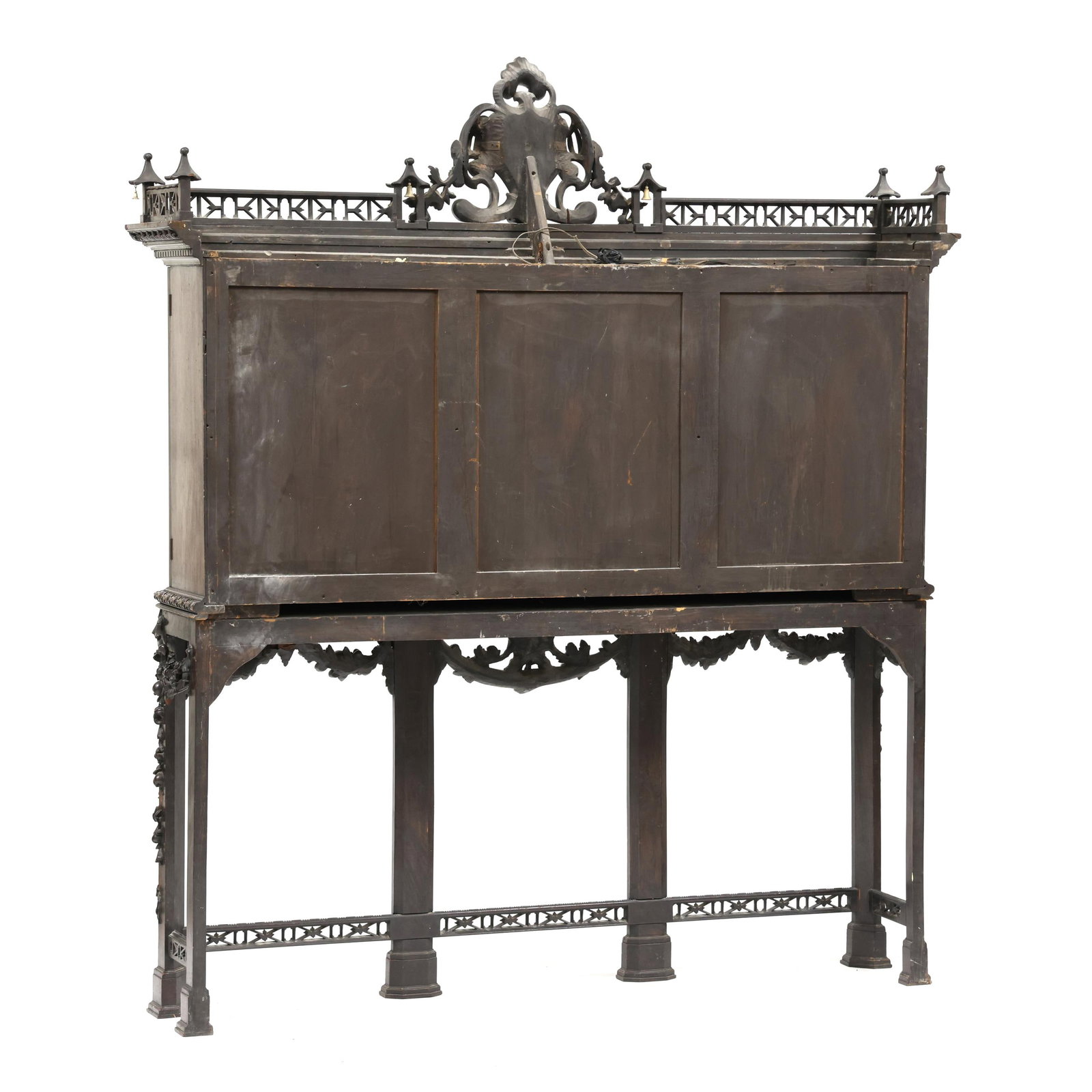 Chinese Chippendale Style Carved Mahogany Cabinet on Stand - 15