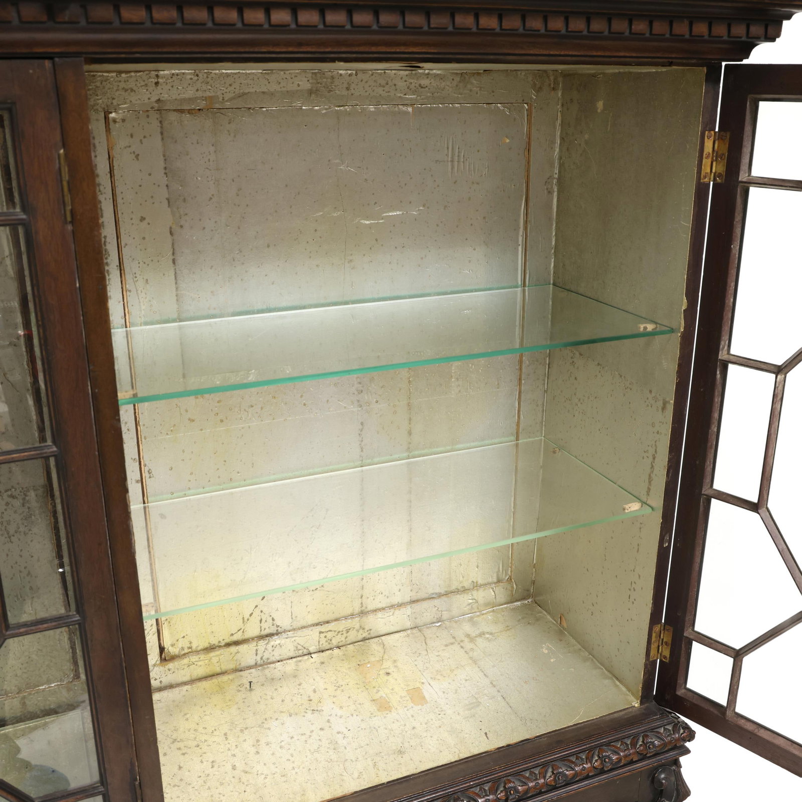 Chinese Chippendale Style Carved Mahogany Cabinet on Stand - 6