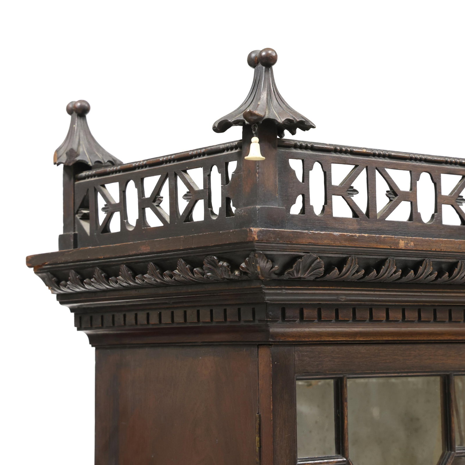 Chinese Chippendale Style Carved Mahogany Cabinet on Stand - 7
