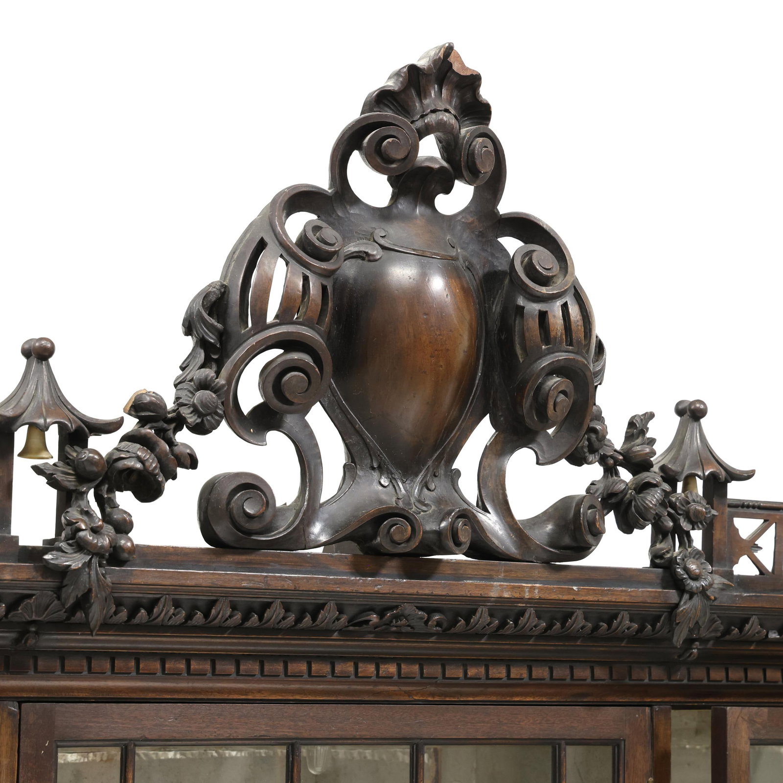 Chinese Chippendale Style Carved Mahogany Cabinet on Stand - 8