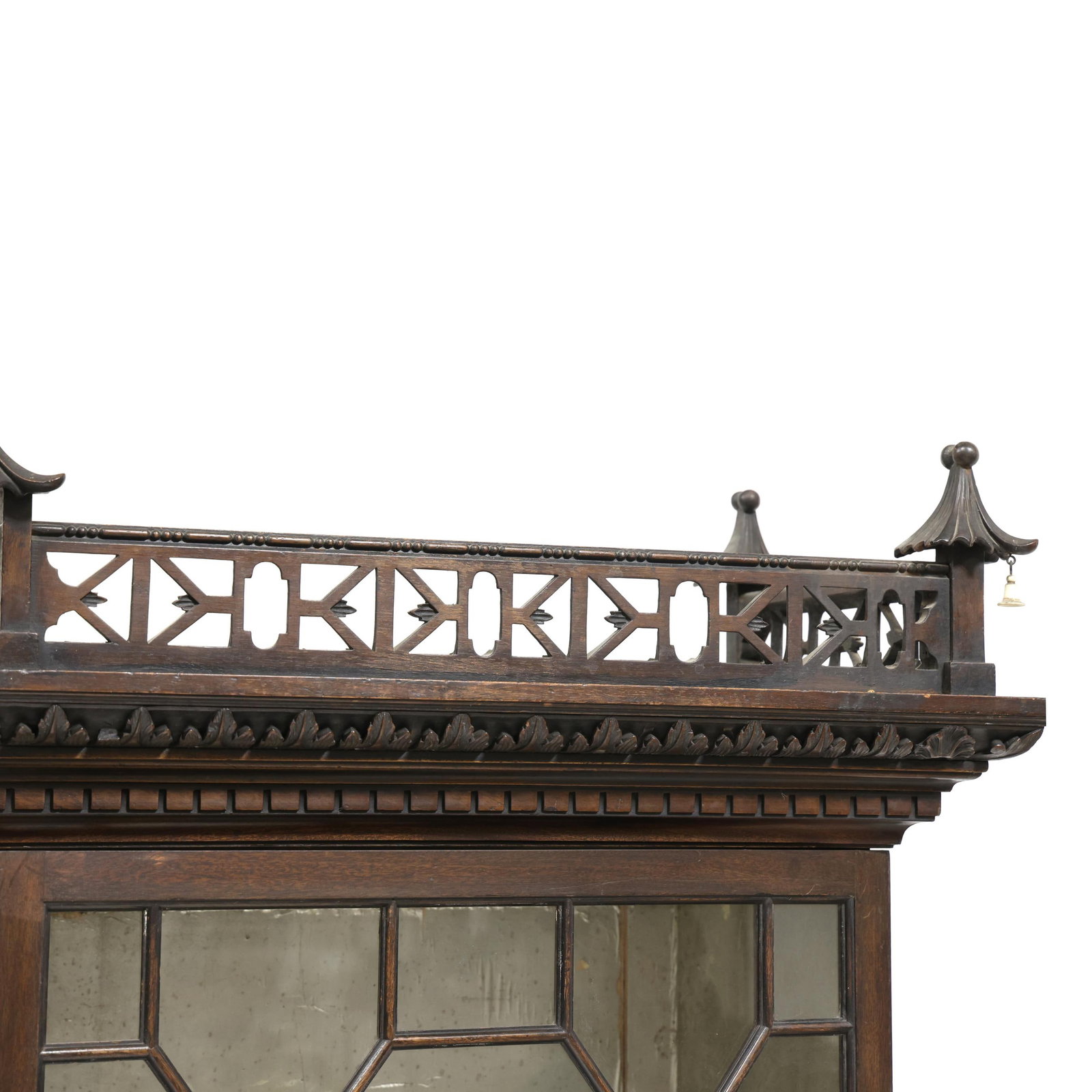Chinese Chippendale Style Carved Mahogany Cabinet on Stand - 9