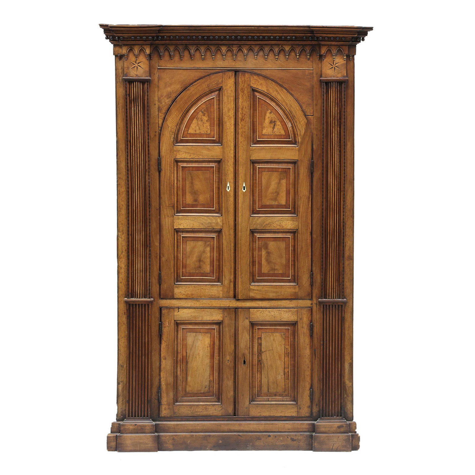 George II Walnut Inlaid Barrel Back Corner Cupboard (1 of 20)