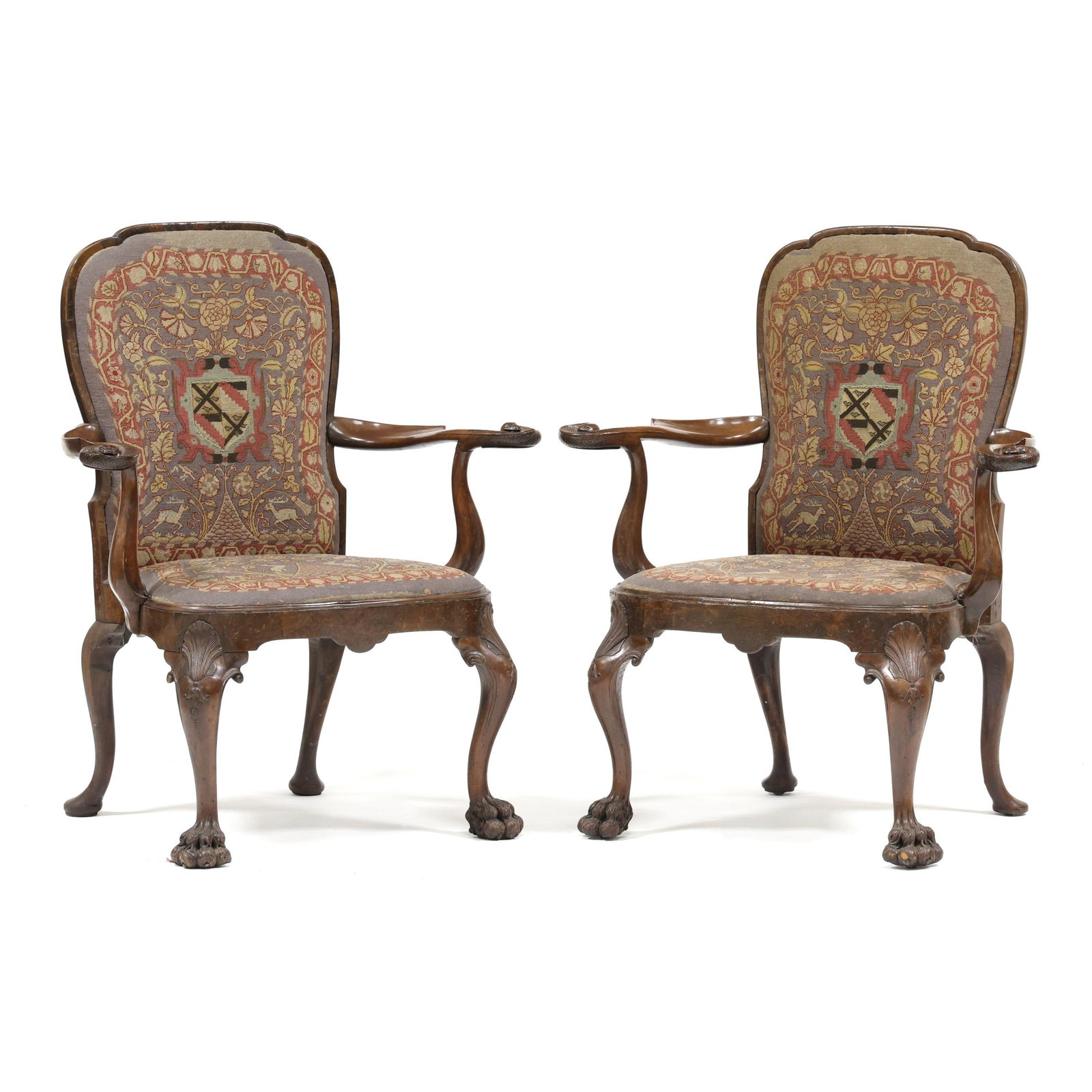 A Fine Pair of George II Carved Mahogany Library Armchairs (1 of 17)