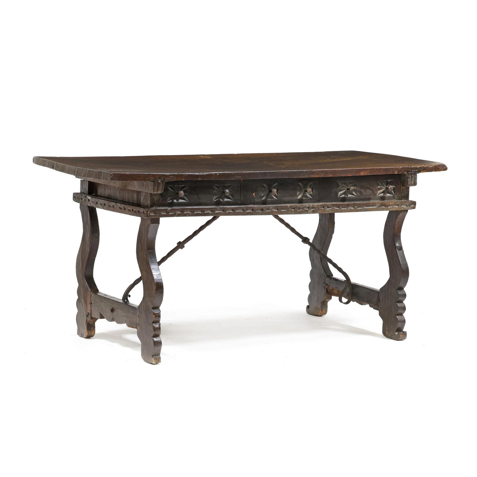Spanish Baroque Carved Walnut Trestle Base Table - 12