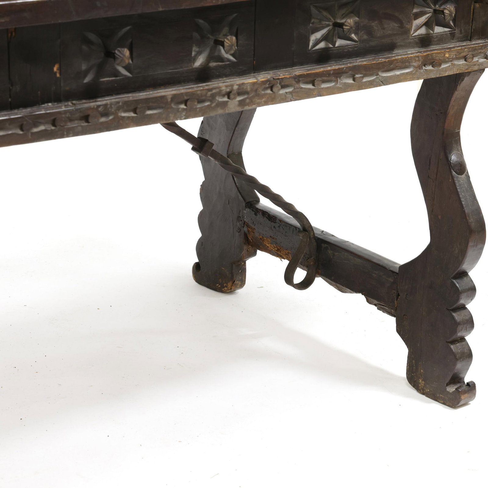 Spanish Baroque Carved Walnut Trestle Base Table - 14