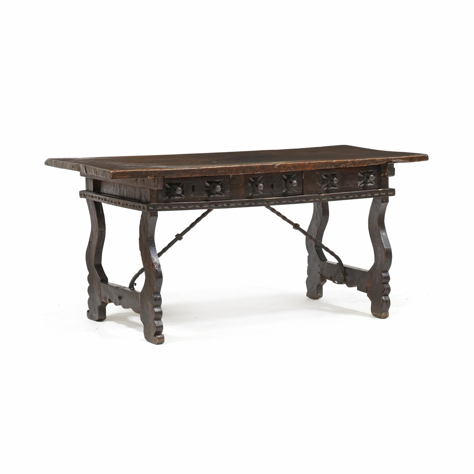 Spanish Baroque Carved Walnut Trestle Base Table (1 of 14)