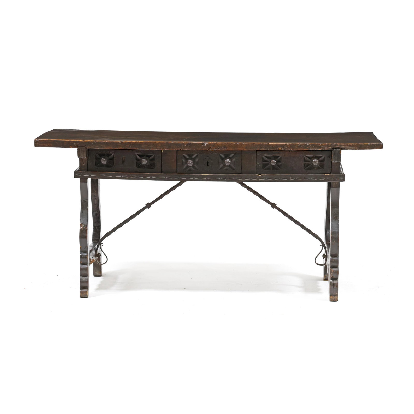 Spanish Baroque Carved Walnut Trestle Base Table - 2