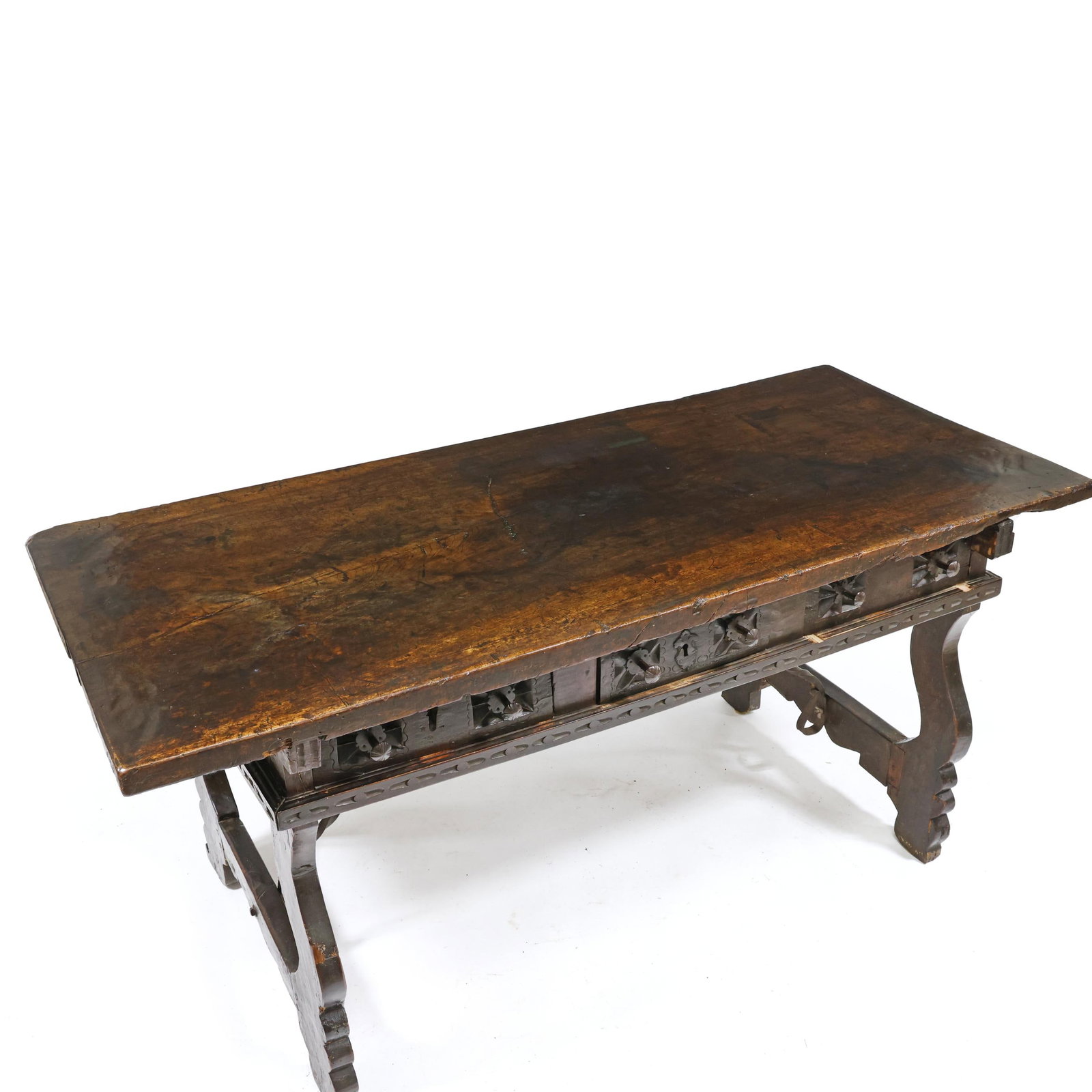 Spanish Baroque Carved Walnut Trestle Base Table - 3
