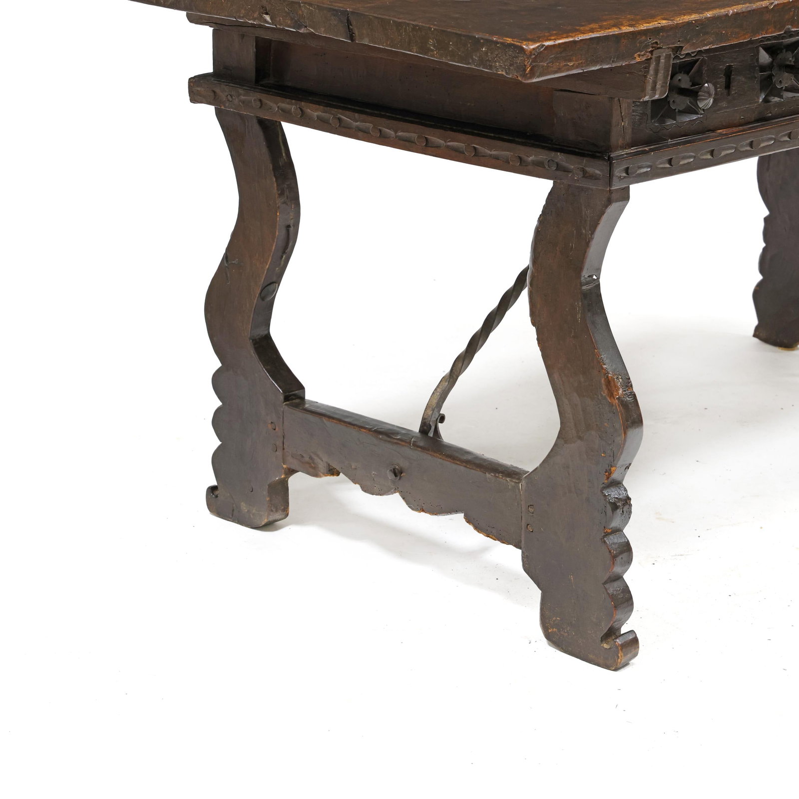 Spanish Baroque Carved Walnut Trestle Base Table - 4