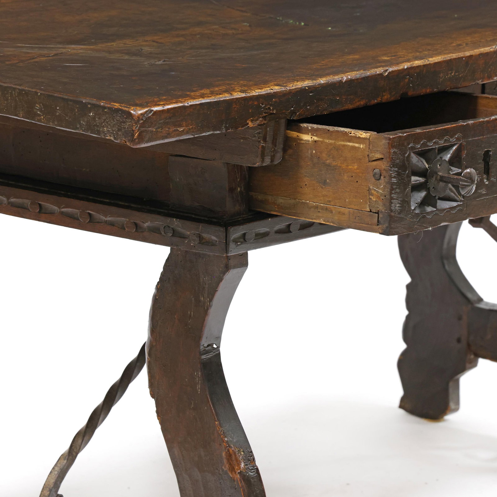 Spanish Baroque Carved Walnut Trestle Base Table - 5