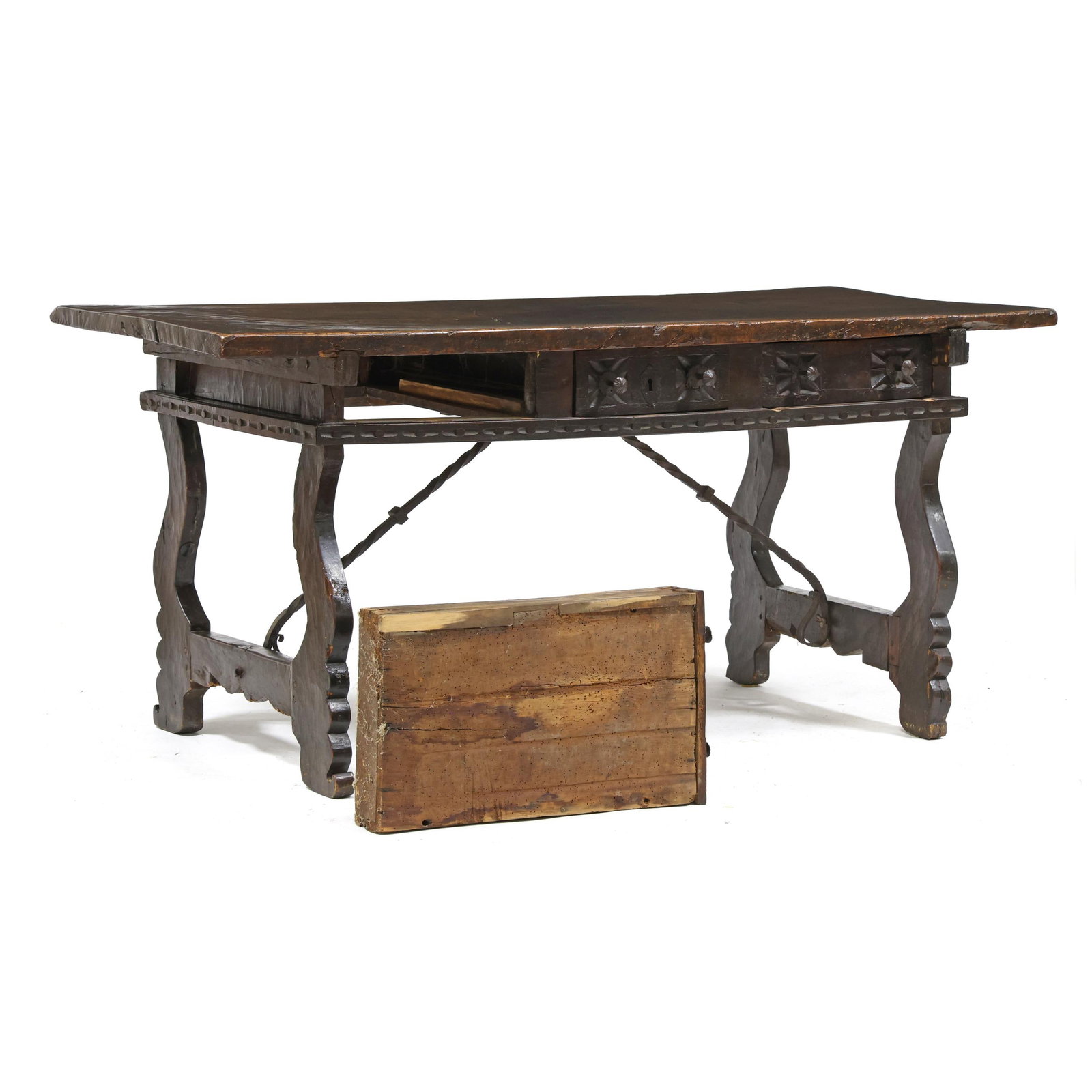 Spanish Baroque Carved Walnut Trestle Base Table - 6