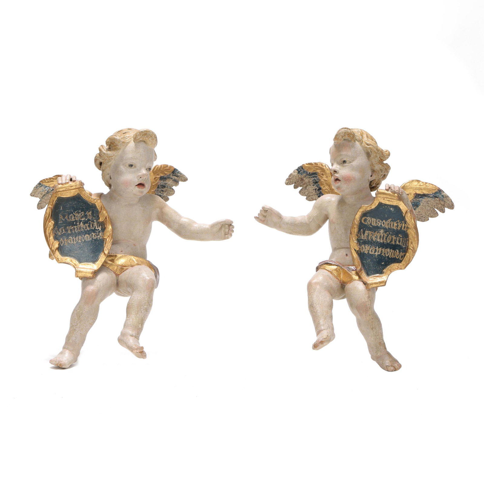 Pair of Baroque Carved and Polychromed Ecclesiastical Putti (1 of 10)