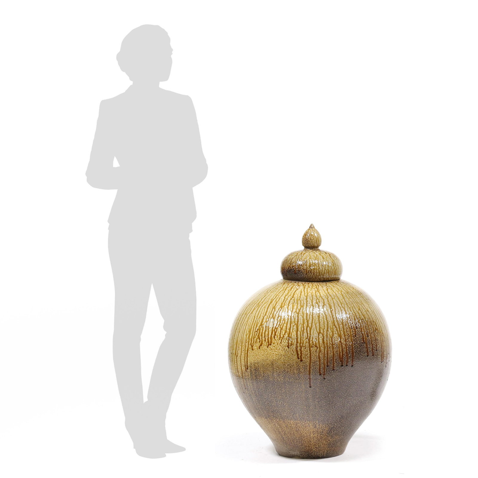Daniel Johnston (NC, b. 1971), Large Ovoid Stoneware Urn with Cover: Daniel Johnston (NC, b. 1971), Large Ovoid Stoneware Urn with Cover Seagrove, North Carolina, 2015, wood fired salt glazed stoneware, stamped with artist monogram "D," dated "2015," numbered "745" to 