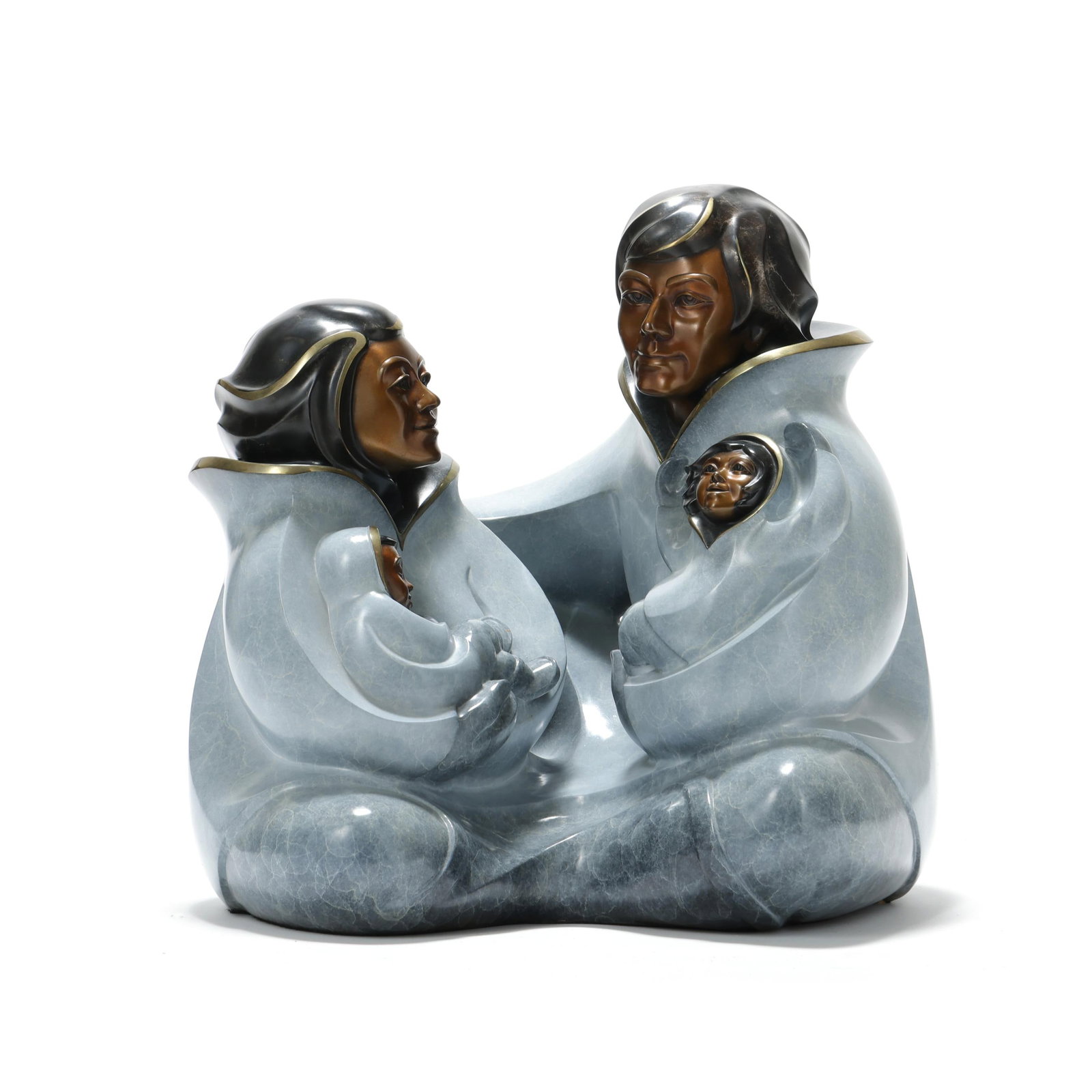 Jacques & Mary Regat (Alaskan), Circle of Life-Family: Jacques & Mary Regat (Alaskan), Circle of Life-Family 1999, bronze with custom patinas, edition number 27/57, with signature and date to the base edge. 22 x 22 x 20 in. "Earth's families, rooted are w