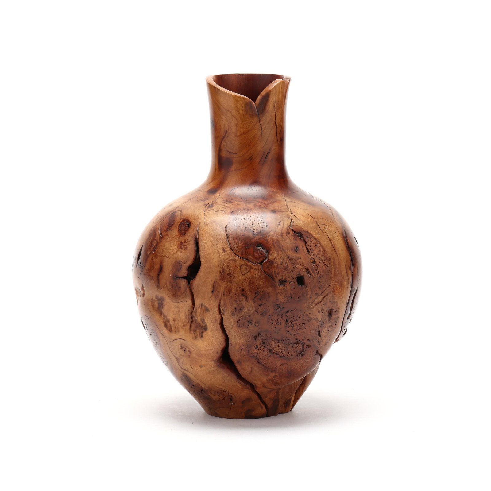 Michelle Holzapfel (American, b. 1951), Cherry Burl Vase: Michelle Holzapfel (American, b. 1951), Cherry Burl Vase Marlboro, Vermont, 1989, signed and dated "michelle / holzapfel / 5/89." 12 x 7 1/2 x 7 1/2 in. Additional high-resolution photos are available