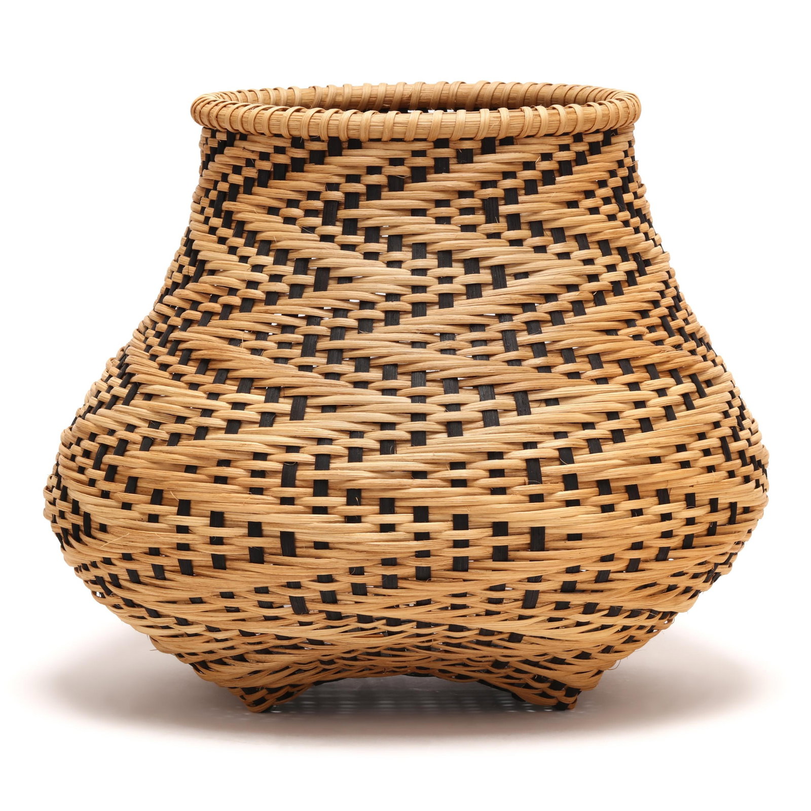 Billie Ruth Sudduth (Sewanee, TN 1945-2021 New Bern, NC), Splint Reed Woven Basket (1 of 7)