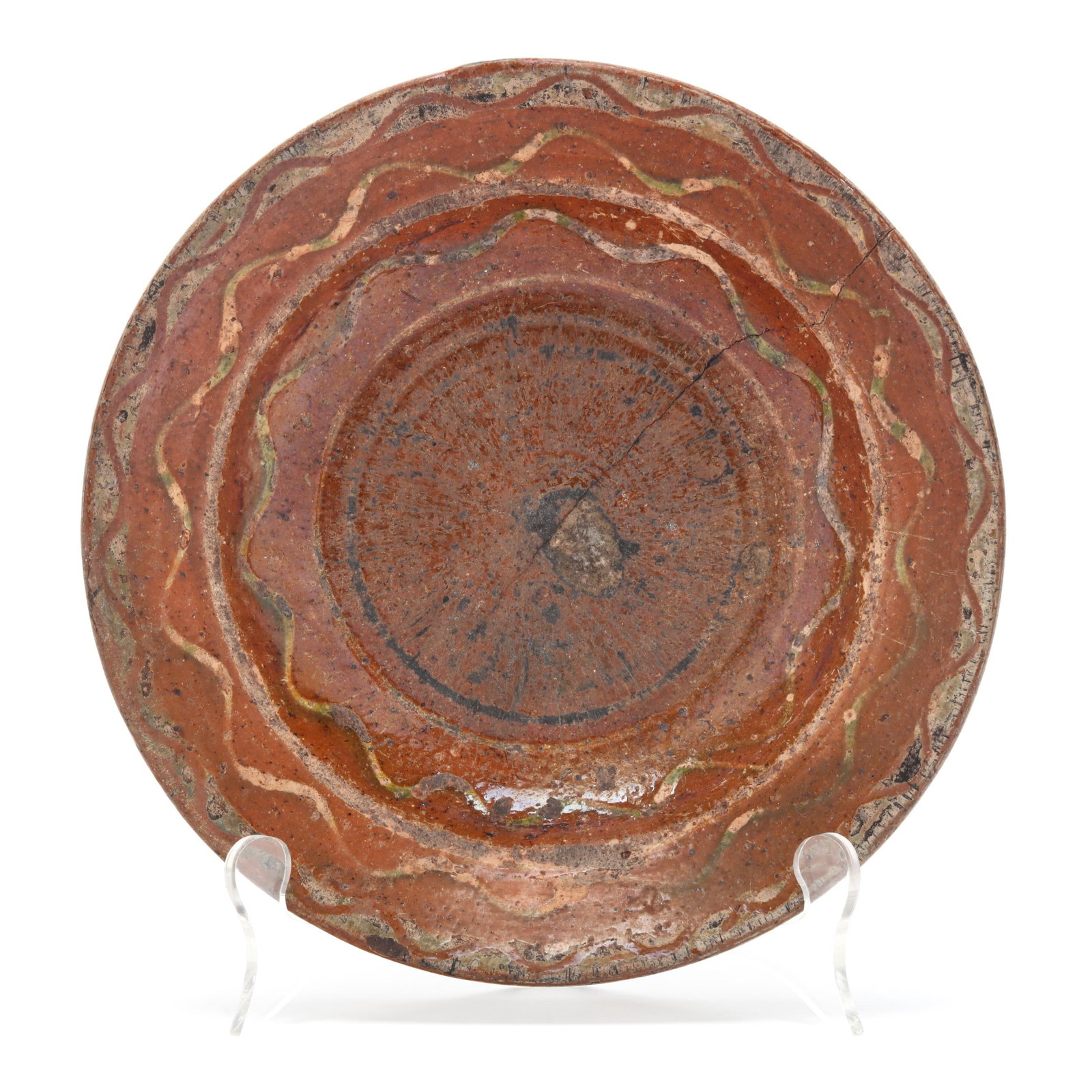 Attributed Jacob Weaver II (Lincoln County, NC, 1774-1846), Rare Slip Decorated Dish (1 of 4)