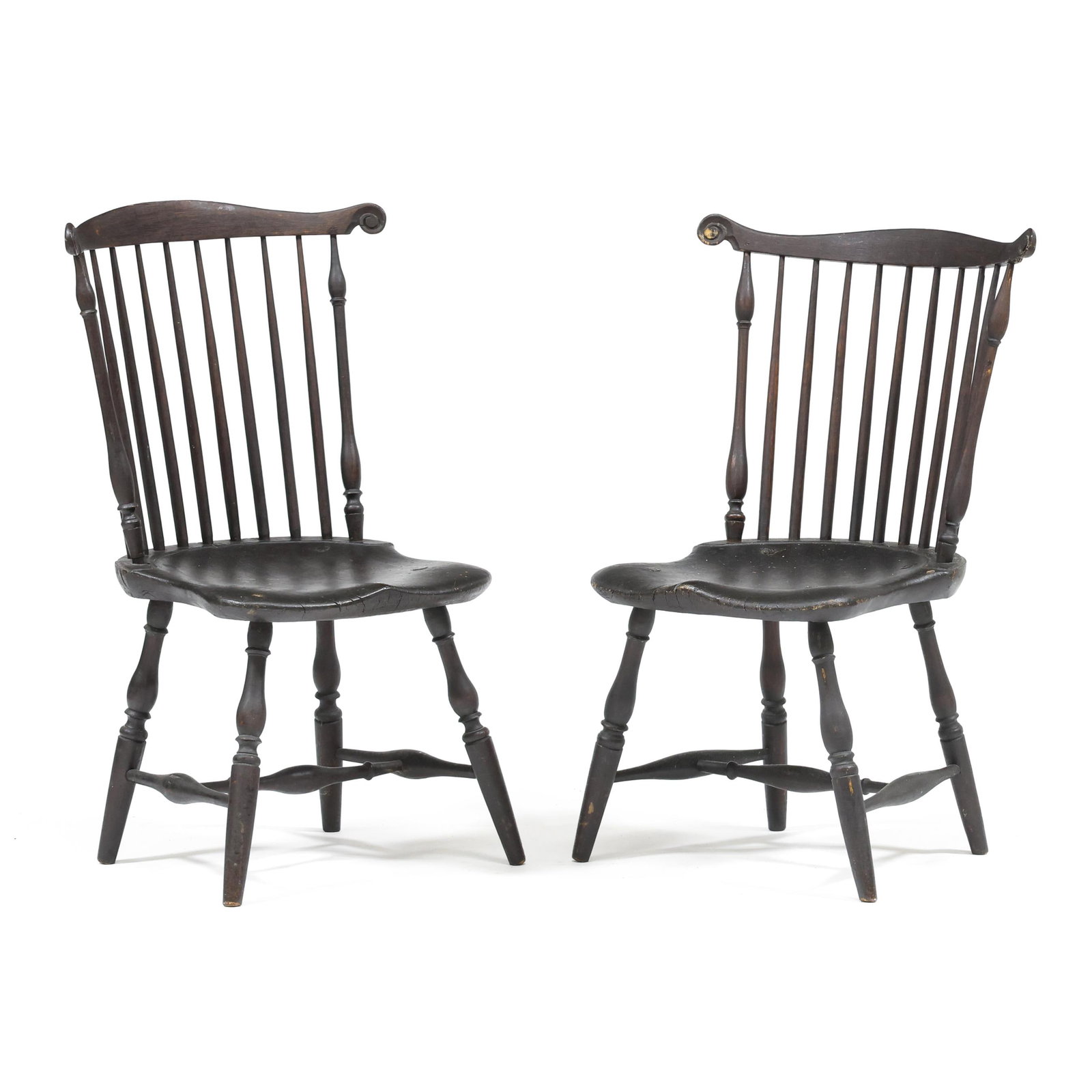 Francis Trumble (Philadelphia, active 1716-1798), Near Pair of Painted Windsor Fan-Back Chairs (1 of 10)