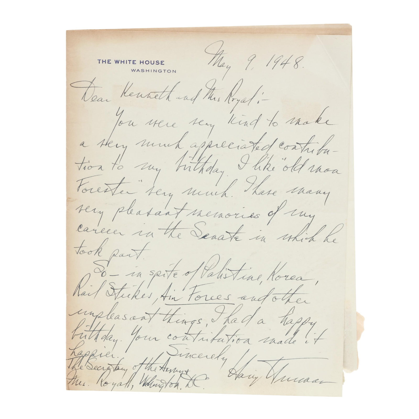 Harry S. Truman, Scarce Autograph Letter Signed as 33rd U.S. President (1 of 4)