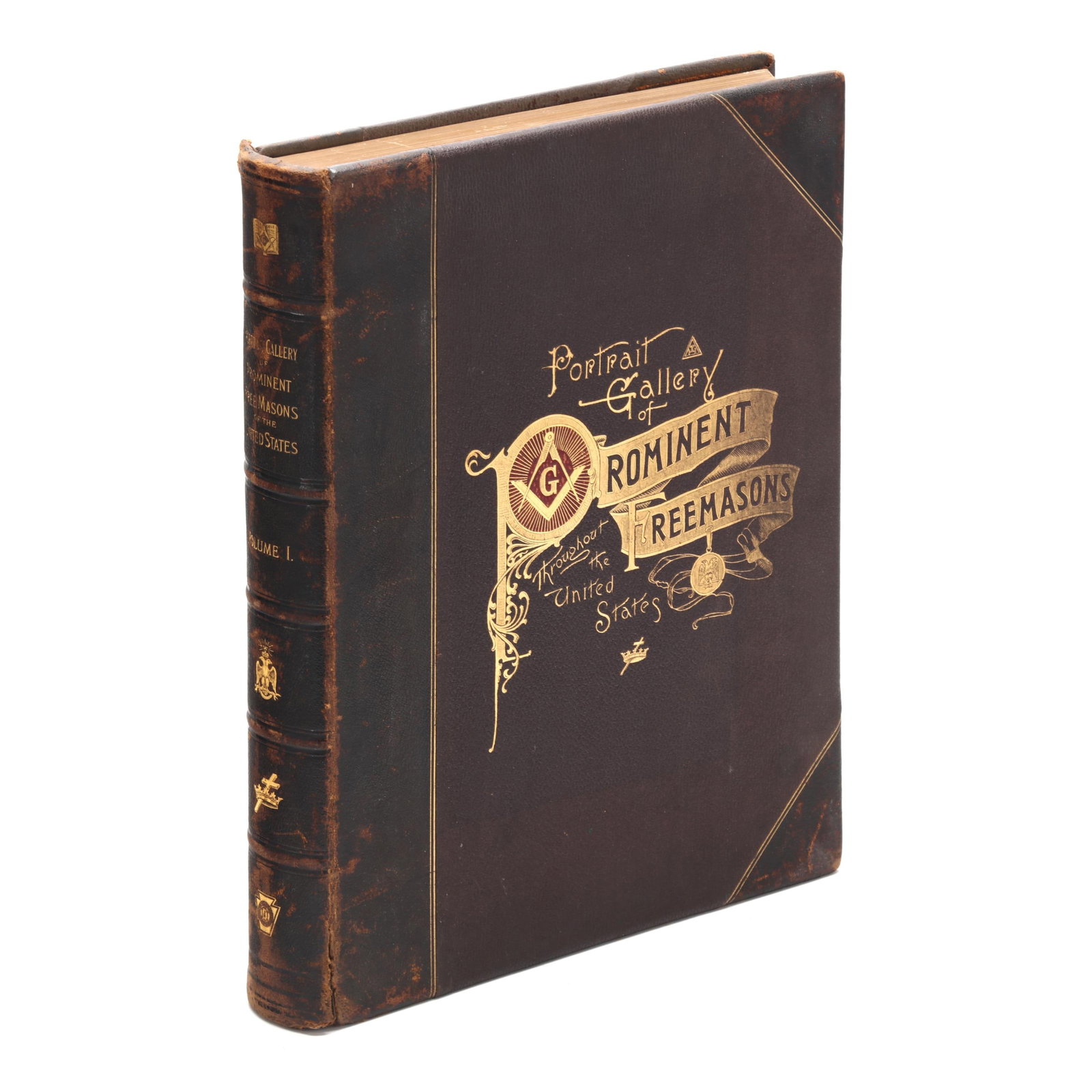 Scarce Leather Bound Edition of Portrait Gallery of Prominent Freemasons , Volume I (1 of 6)