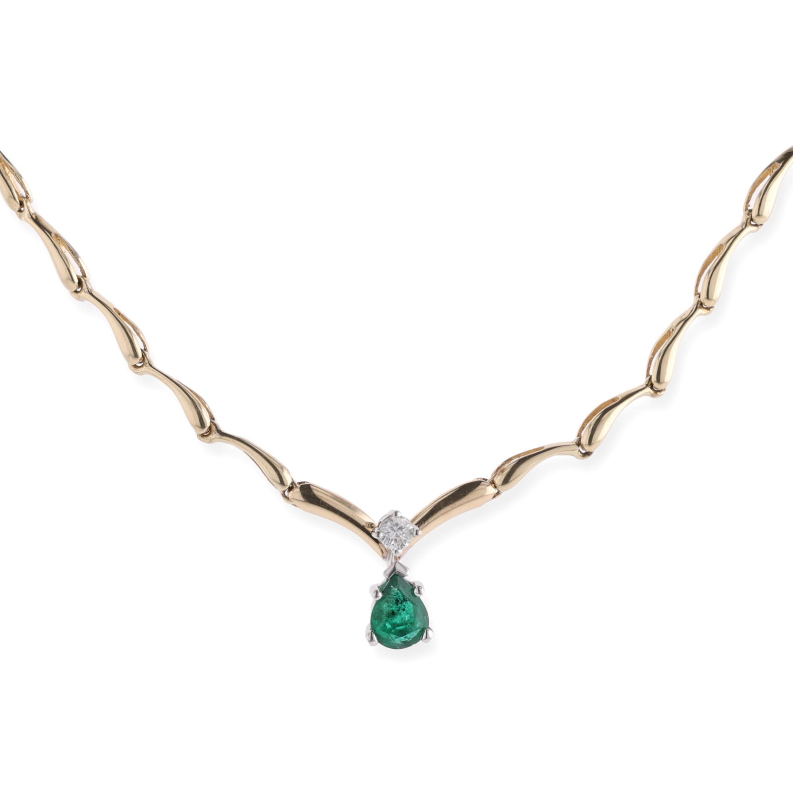 Gold, Emerald, and Diamond Necklace (1 of 6)