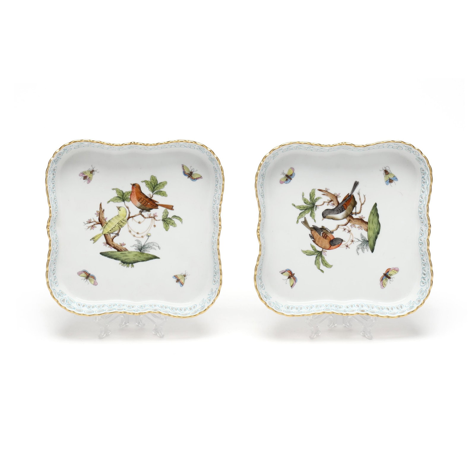 Two Herend Rothschild Bird Reticulated Gallery Trays (1 of 10)