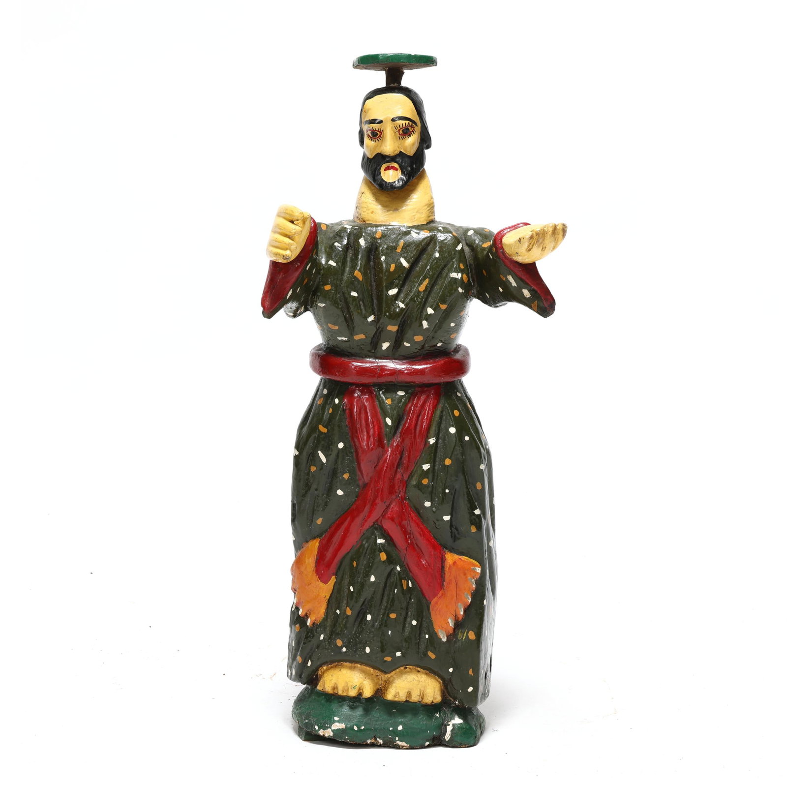 A Vintage Carved Polychrome Santos Statue of an Ecclesiastical Figure (1 of 6)
