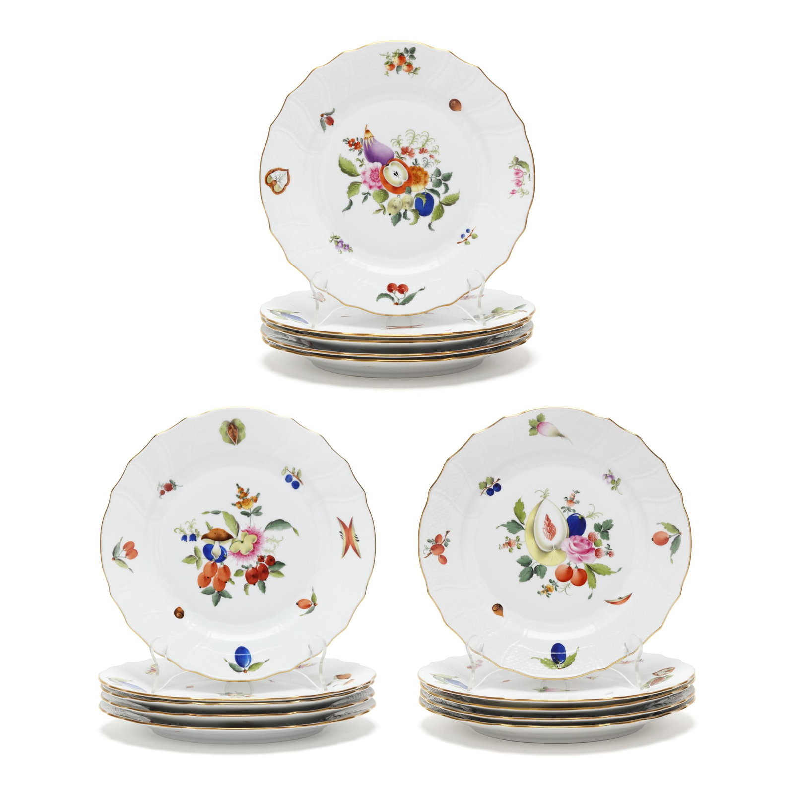 Herend, (15) Fruits and Flowers Dinner Plates (1 of 6)