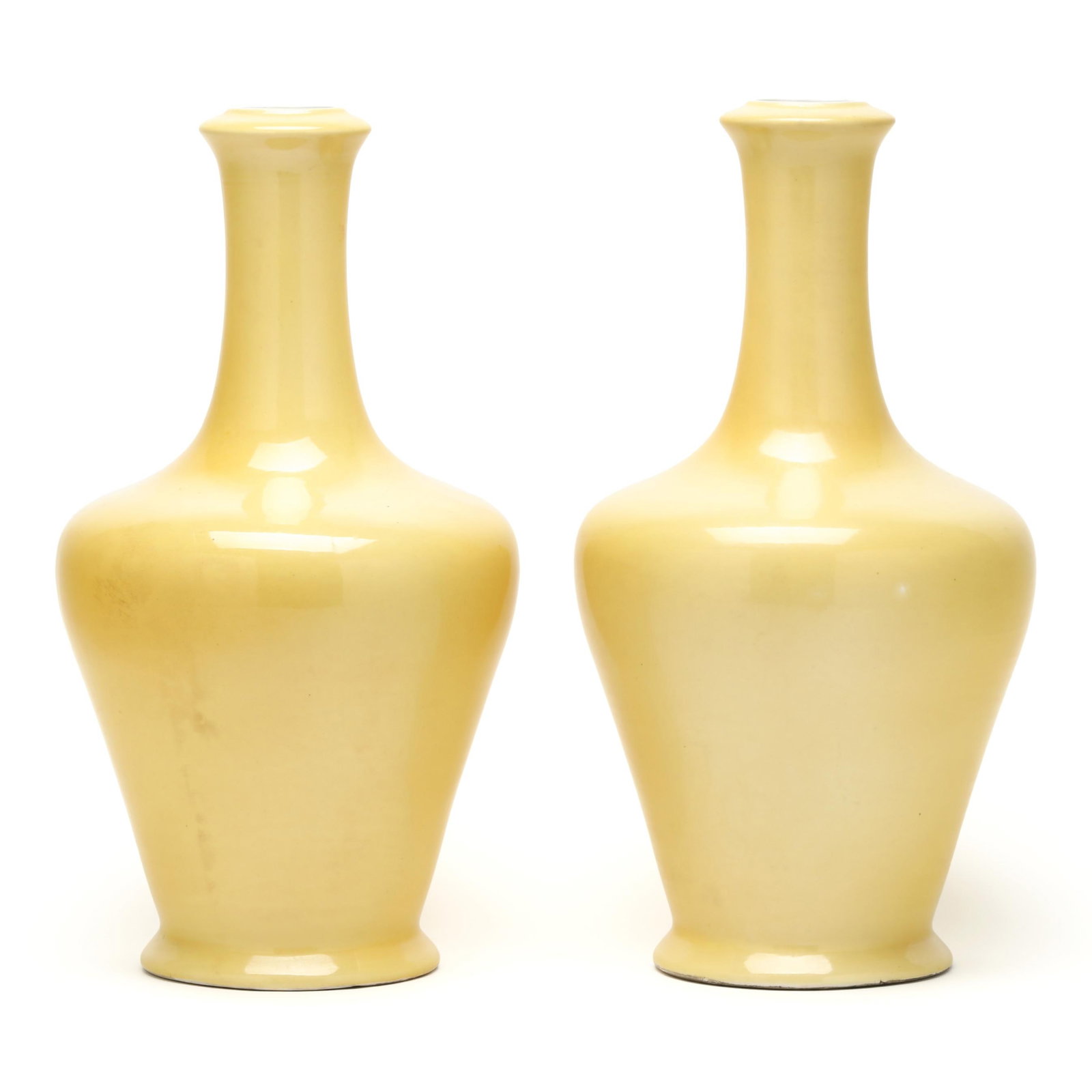 A Pair of Chinese Yellow Monochrome Garlic Head Vases (1 of 4)