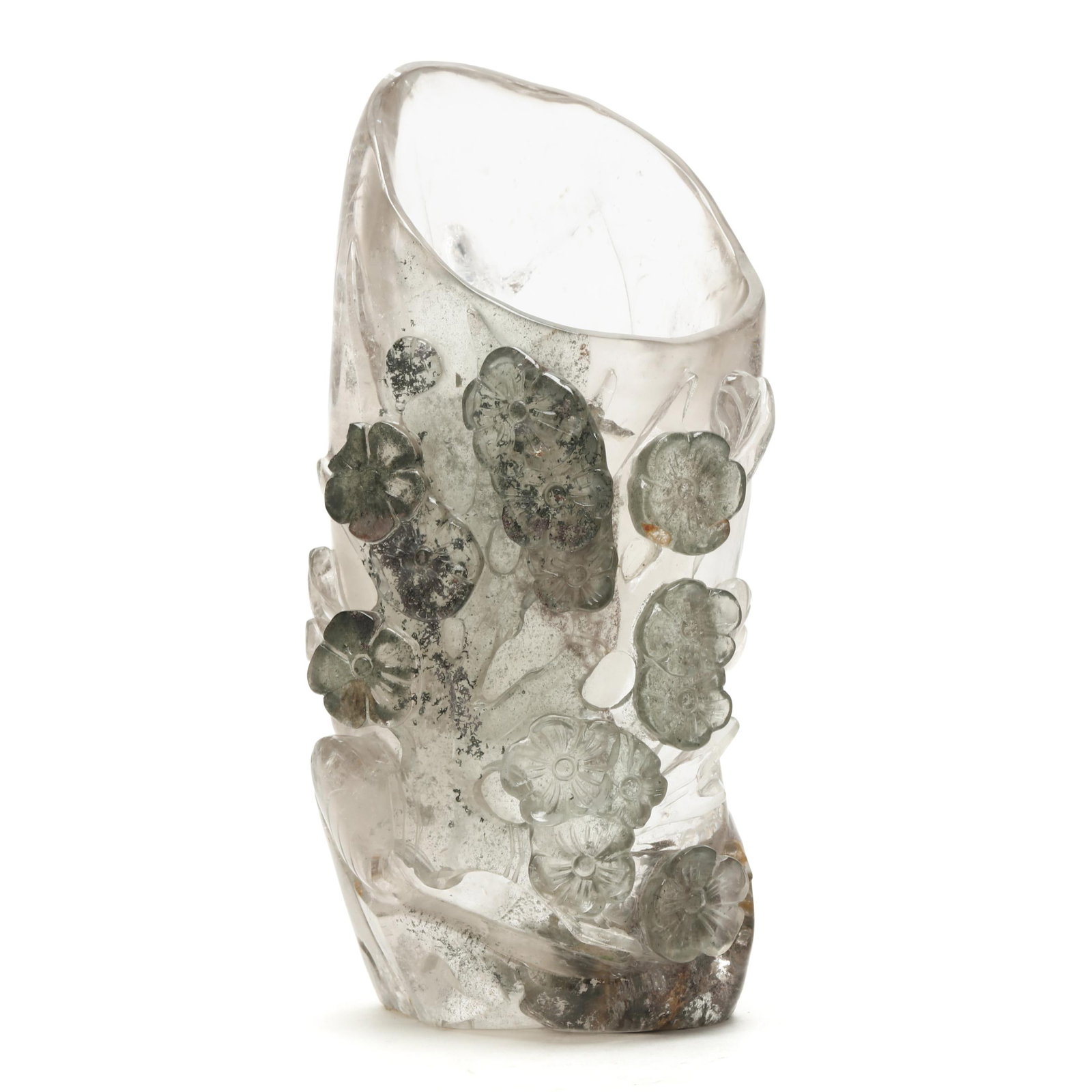 A Chinese Carved Rock Crystal Vase with Plum Blossoms (1 of 7)