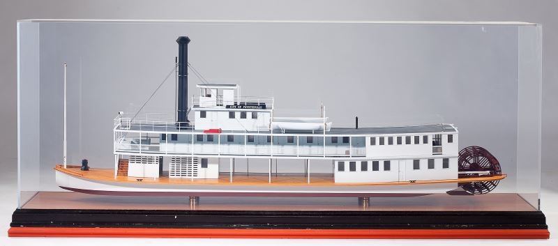 Scale Steamboat Model, The "City of Fayetteville": Scale Steamboat Model, The "City of Fayetteville"built under commission by John Ford, circa 1974, for a Wilmington, NC maritime museum, depicted is a twin-stacked sternwheeler of wooden construction,