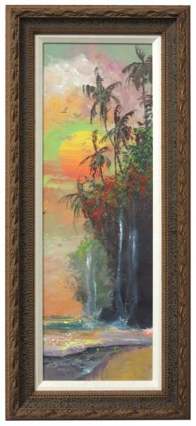 James Coleman (CA, b. 1949), Afternoon Reflections: James Coleman (CA, b. 1949), Afternoon Reflectionsoil on canvas, signed LL "James Coleman/John 8:12", contemporary copper-tone frame.29" x 13.25'