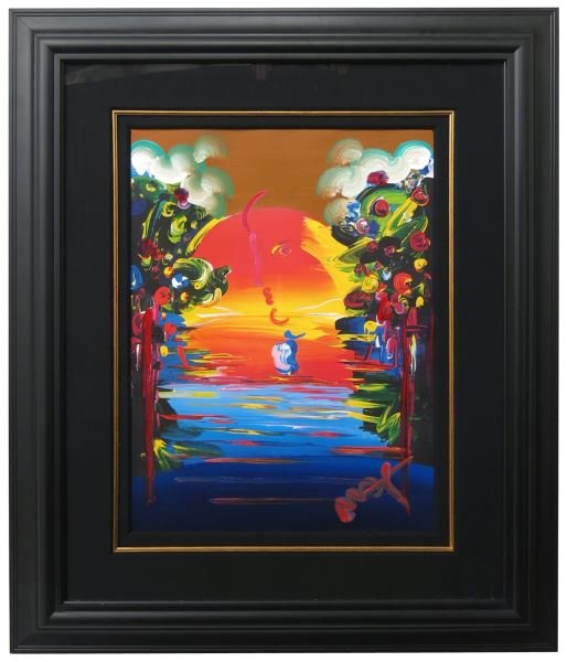 Peter Max (b. 1937), "Better World III": Peter Max (b. 1937), "Better World III"mixed media, signed at lower right, mounted and framed.DOA 37.5 x 31.5 in.