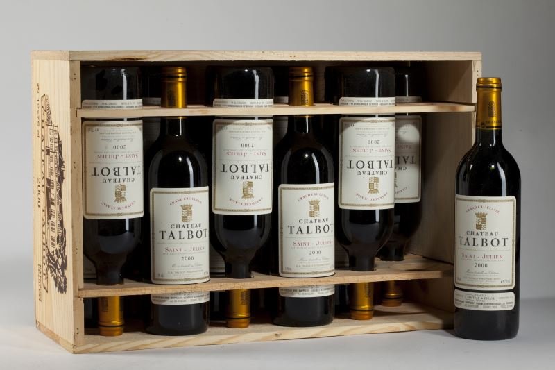 Chateau Talbot: Chateau Talbot "...dense ruby/plum/purple color in addition to a subtle herbaceousness intermixed with smoked meats, black currants, licorice, cedar, and foresty notes..."(93pts RP) 2000 12 bottles St