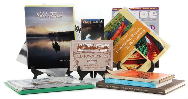 Grouping of Canoe Books and Ephemera: Grouping of Canoe Books and Ephemerato include: CANOEING by Carle W. Handel, hardbound octavo with dust jacket, 1956; RUSHTON AND HIS TIMES IN AMERICAN CANOEING by Atwood Manley, softcover, 1977; THE