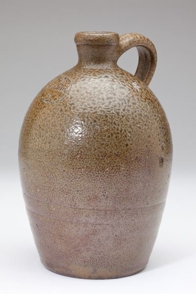 NC Pottery Jug, J.F. Brower Masonic Stamp