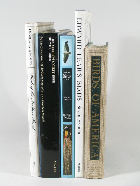 Group of Five Ornithology Books, Quatro and Folio: Group of Five Ornithology Books, Quatro and Folio,the first "Birds of America," the second "Edward Lear's Birds," the third "The Dictionary of Birds," the fourth "The Audubon Society Book of Wild Bird