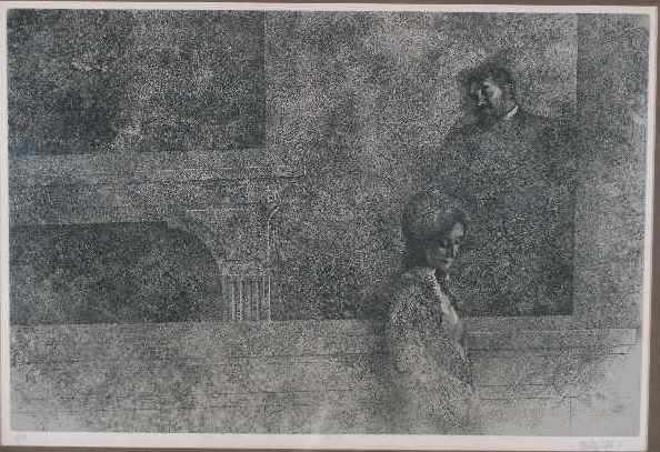 Peter Milton (PA, b. 1930), Etching and Engraving: Peter Milton (PA, b. 1930), Etching and Engraving for "The Jolly Corner",original etching and engraving for the illustrations of "The Jolly Corner", III:2, signed and dated LR "PW Milton '71", #68/90,