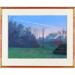 Charles Basham (OH), Elegy II: pastel on paper, signed at lower left and inscribed by the artist at lower right "for Lou Milano," a gallery label on the verso dates this work to 1990, matted and framed under Plexiglass. Sheet 21.75