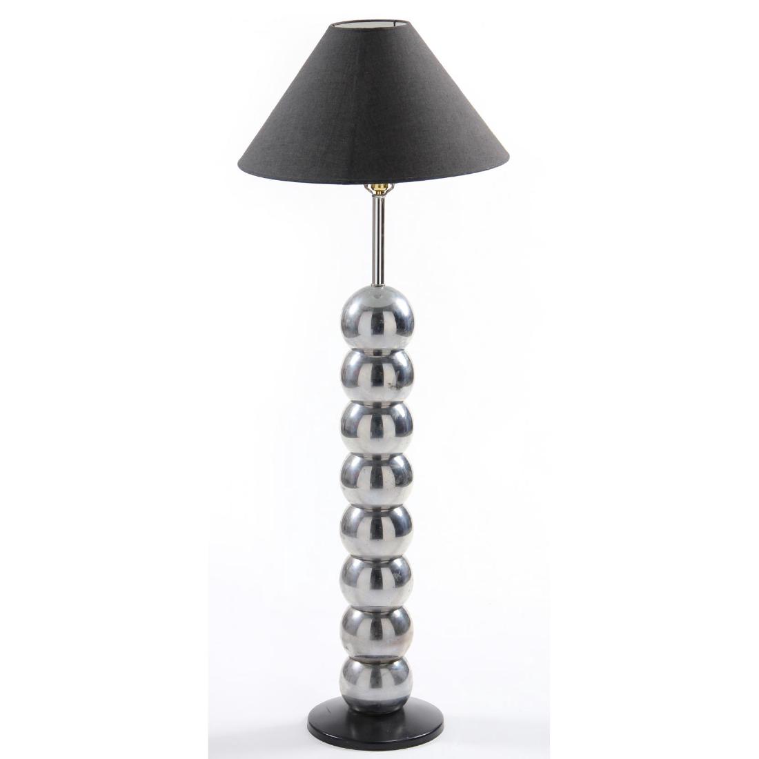 att. Robert Sonneman, Stacked Orb Lamp: 1960s, chrome with painted black metal base, later black shade. Lamp HOA 46 in. Modern Collection, Asheville, NC Additional high-resolution photos are available at LelandLittle.com