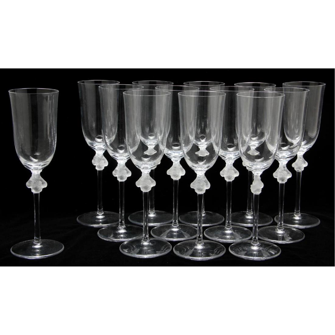 Set Of (13) Lalique Roxanne Champagne Flutes