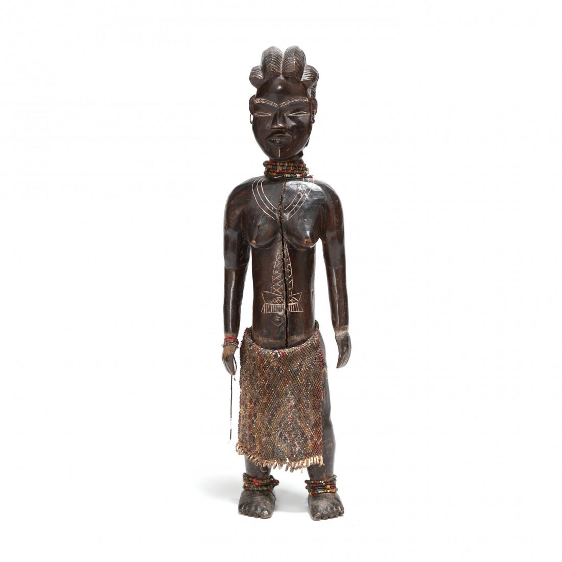 West African Carved Wood Female Figure (1 of 3)